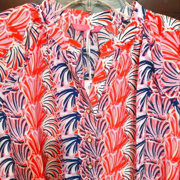 NWT Simply Southern Red and Blue Floral Blouse SMALL - Picture 9 of 13